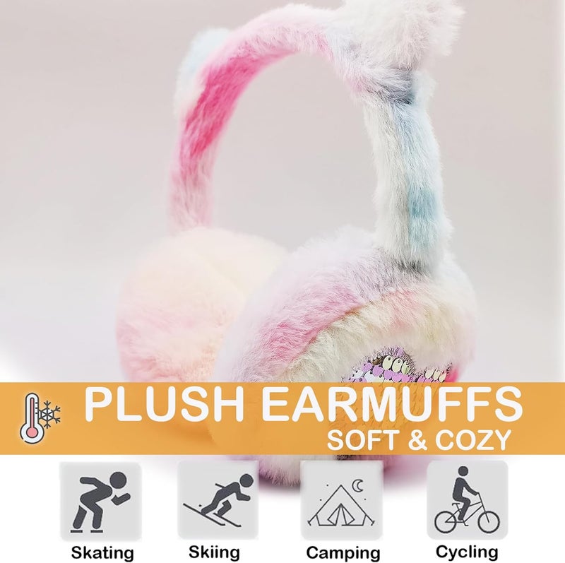 FYBW Ear Muffs Gloves Set for Kids, Winter Adjustable Sequins Warm Earmuffs for Kids Outdoor Cold Weather - Image 2